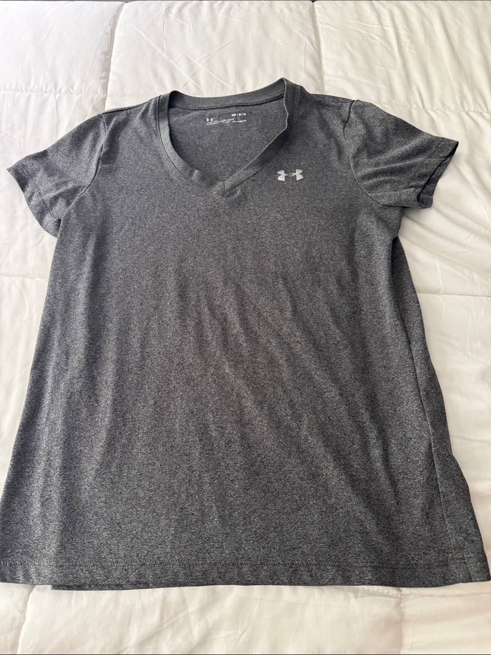 Under Armour Women’s Dark Heather Gray V‑Neck Performance Tee medium